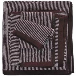 Aktion ? Marc O'Polo Timeless Tone Stripe Gästetuch - 30x50 Cm - Aubergine / Lavender Mist ?