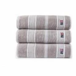 Brandneu ⭐ LEXINGTON Striped Velour Towel Gästetuch - 30x50 Cm - Dk. Gray/White ?